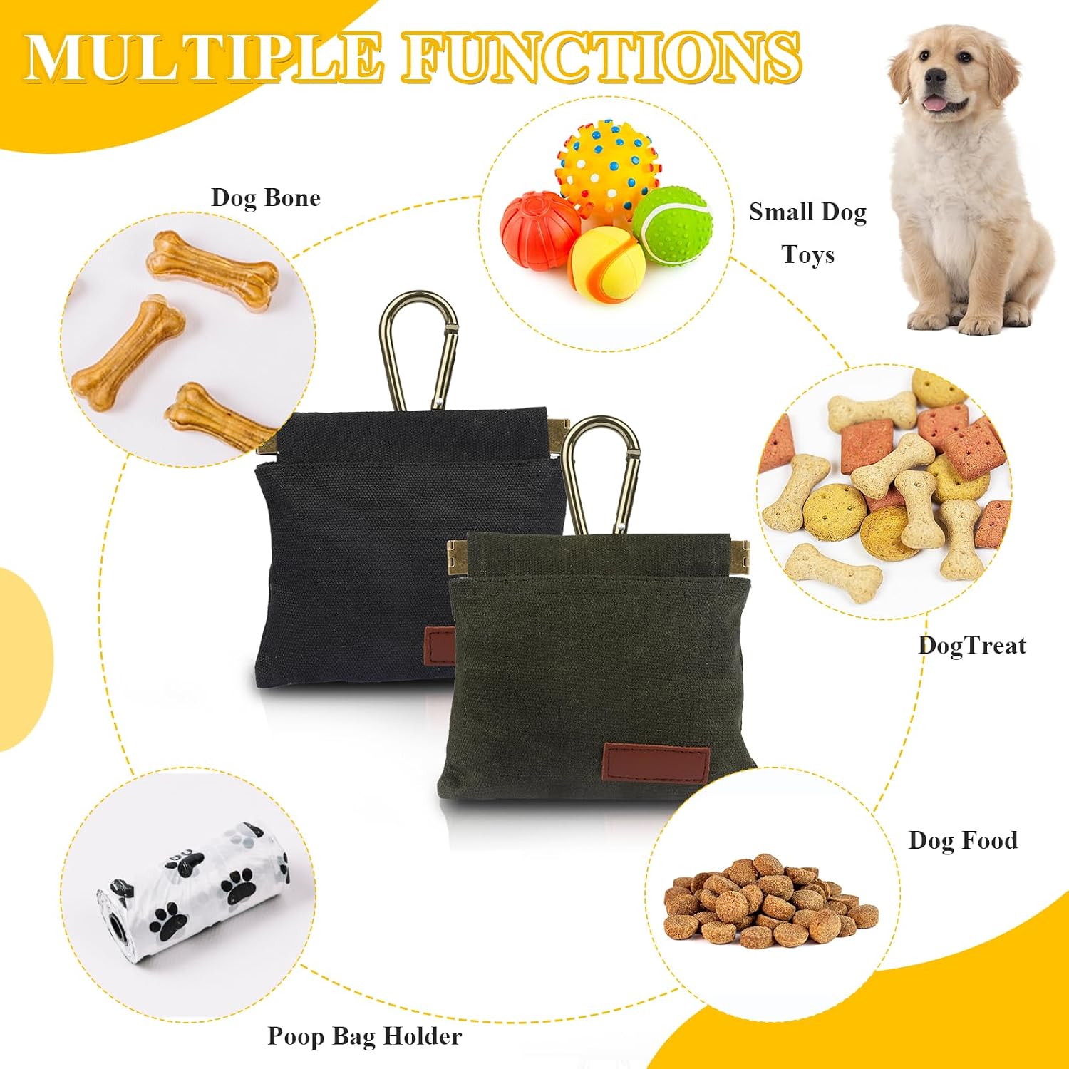 PEASUG puppy reward snack pocket attached to belt loop with metal carabiner