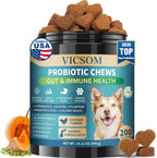 VICSOM Dog Probiotic Soft Chews front view packaging for pet digestive health