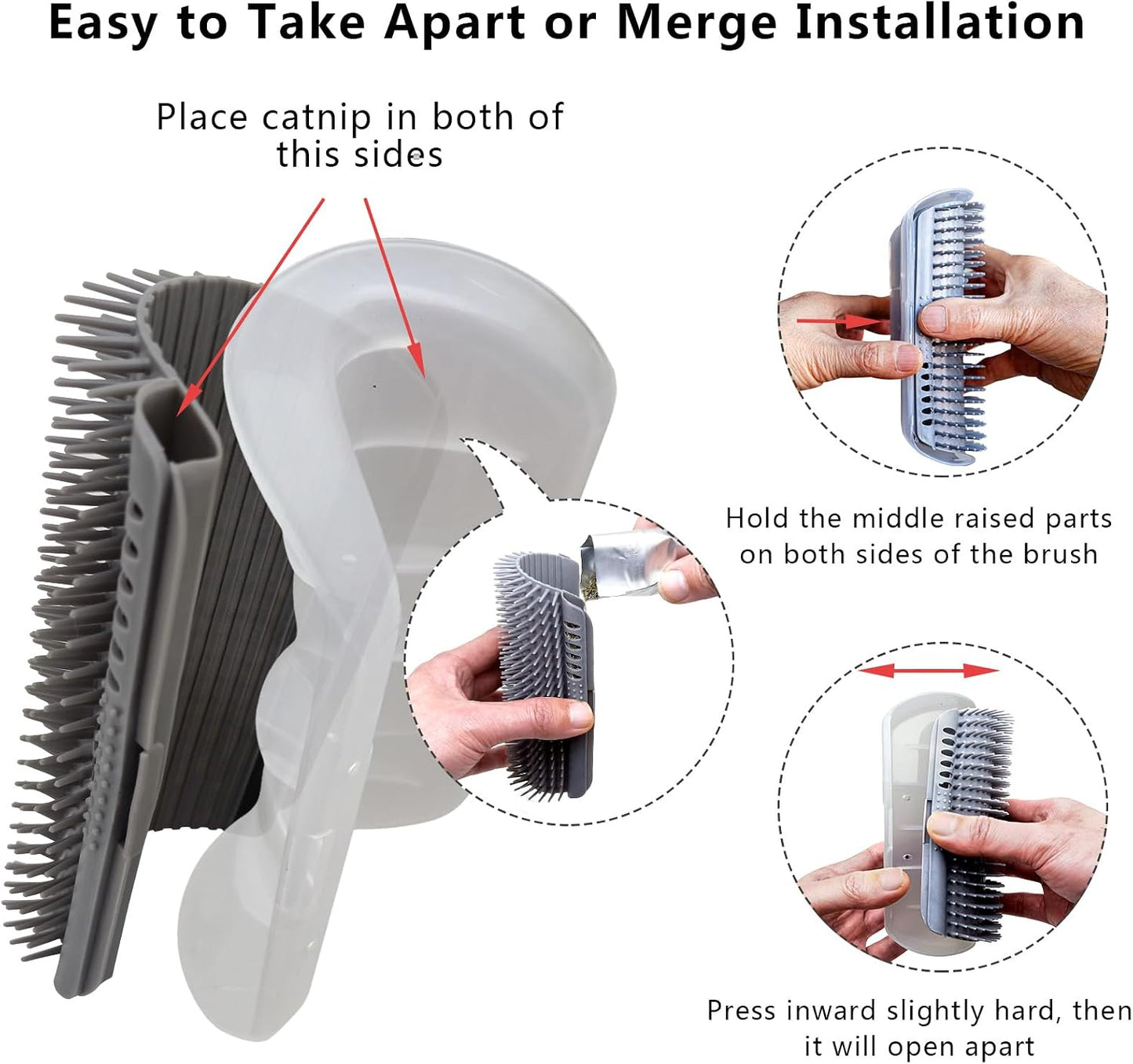 Demonstration of the miwoowim cat brush disassembling from its base for cleaning
