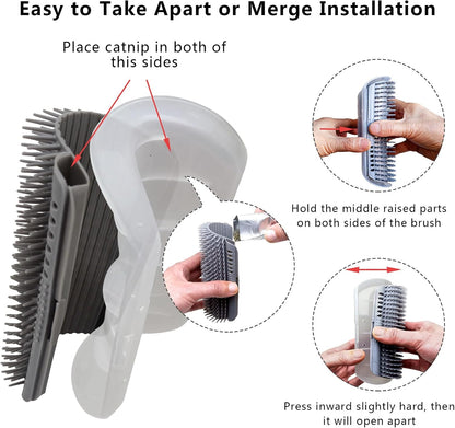 Demonstration of the miwoowim cat brush disassembling from its base for cleaning