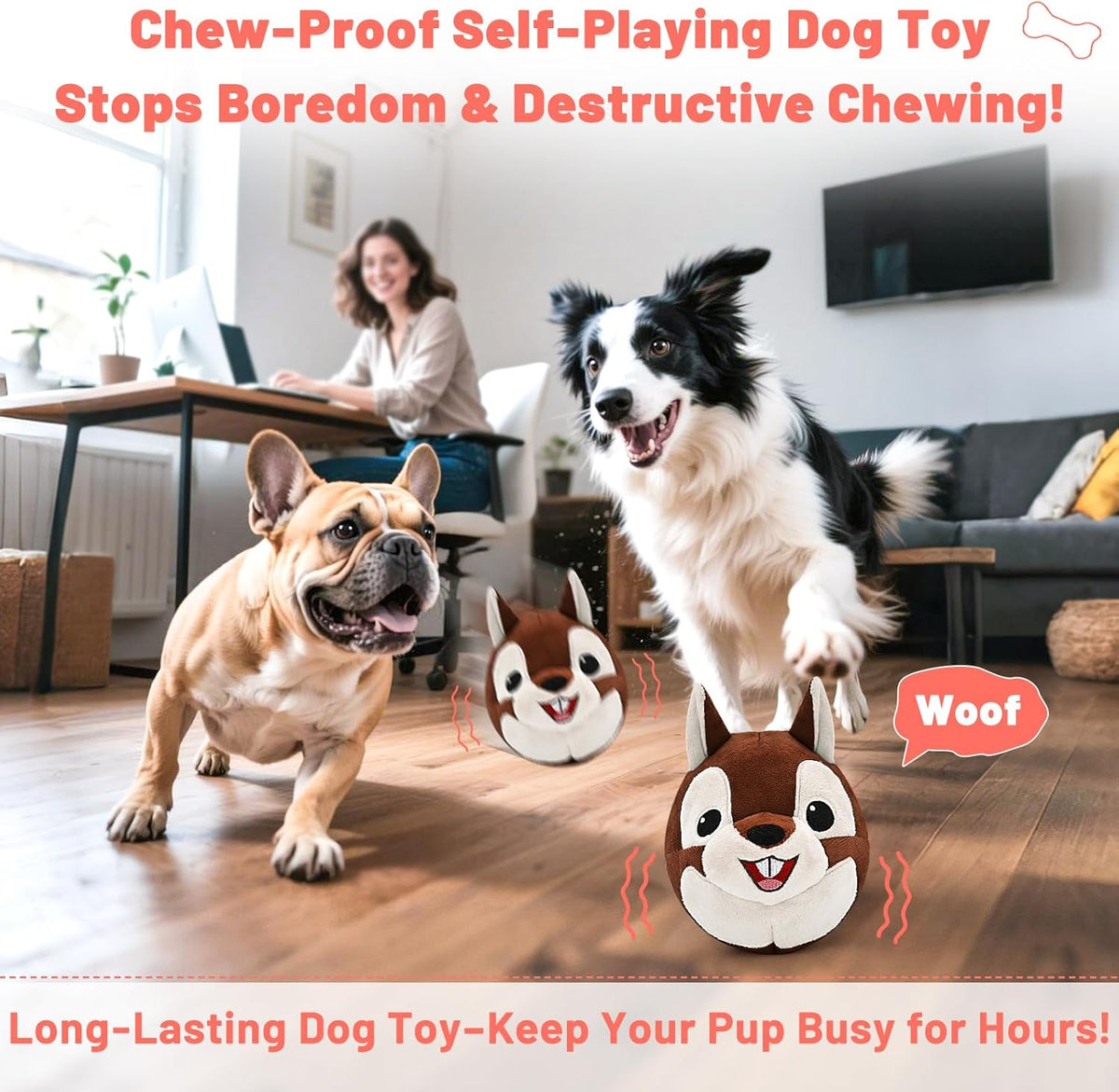 Rechargeable internal motor component of interactive dog toy