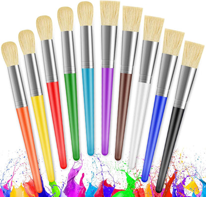 YGAOHF kids paint brushes front view of ten piece colorful assortment