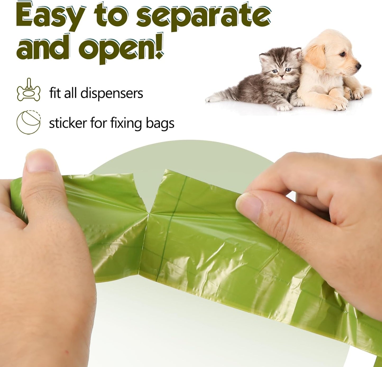 Thick and durable puppy waste trash bags holding pet litter.