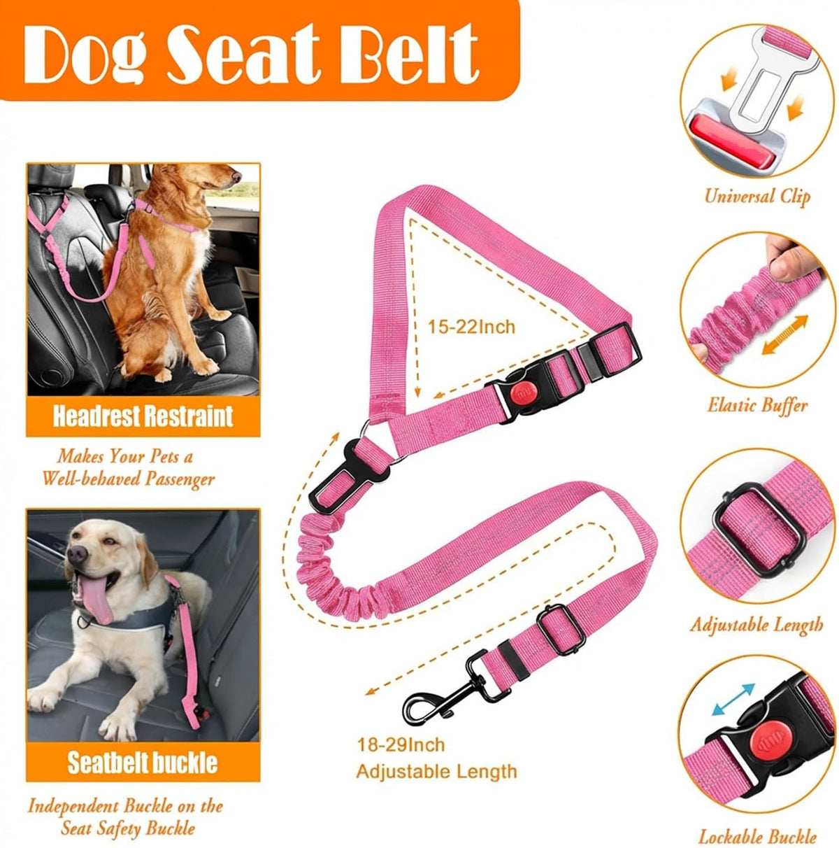 Lobeve pink nylon heavy duty dog harness with metal buckles