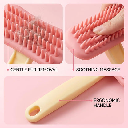 Gentle bunny massage comb removing loose hair from a rabbit