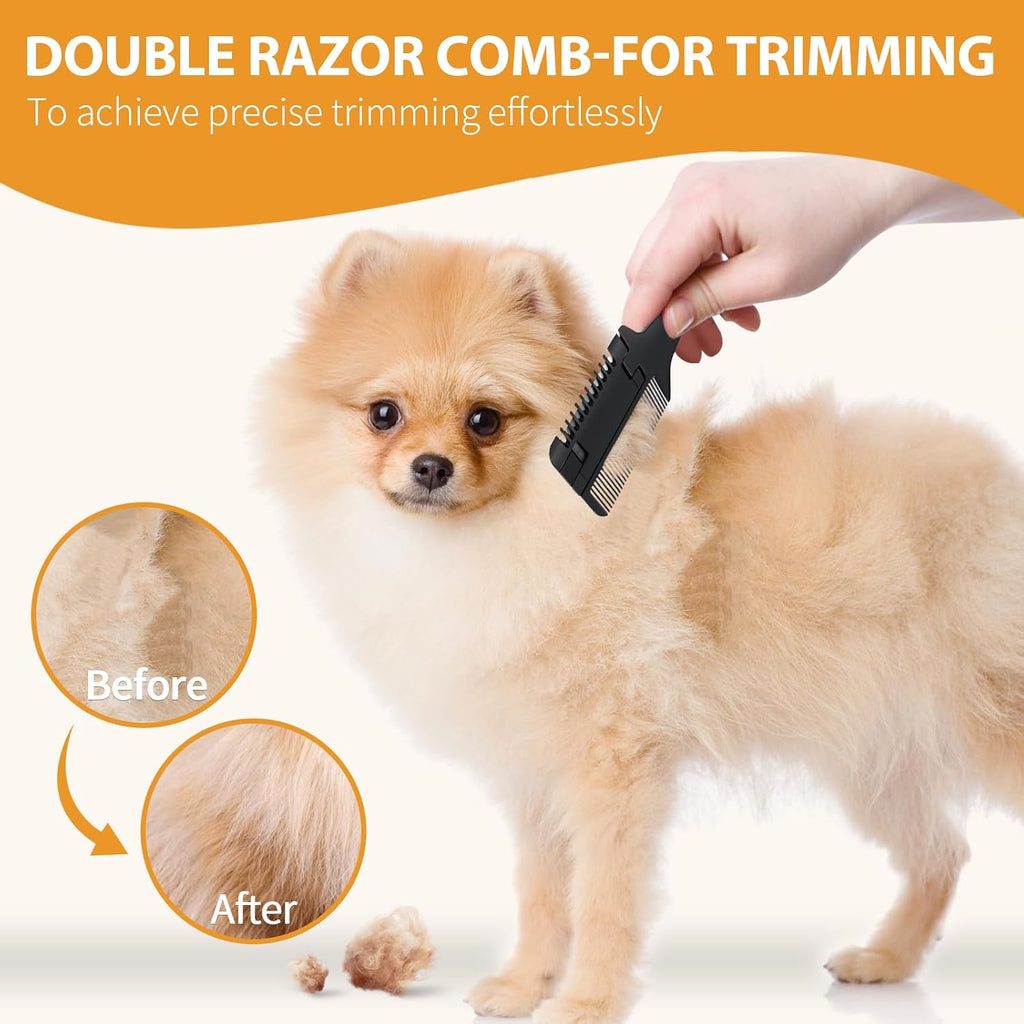 Hand holding Sodknow grooming comb for dog hair trimming