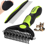 YSYONBOE 3-piece pet grooming rake and comb set front view for dog deshedding.