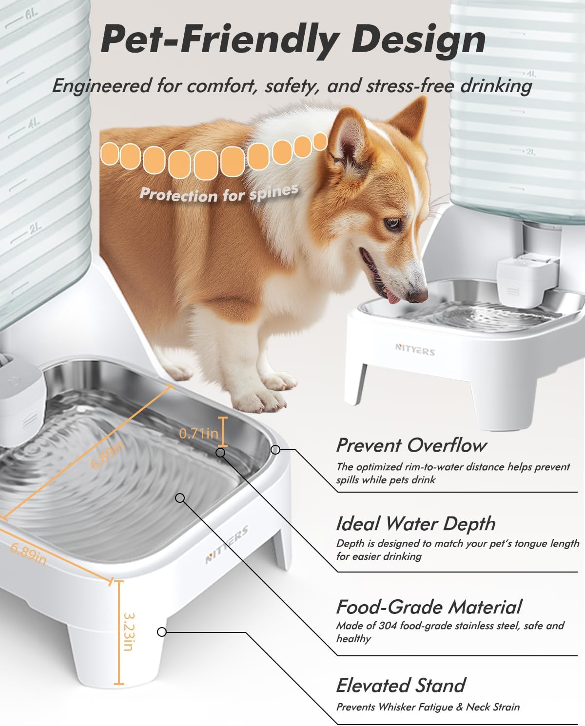 Multi-layer water filtration system breakdown inside the Nityers automatic dog and cat waterer.
