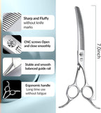 Professional dog grooming curved texturizing scissors for blending pet facial fur