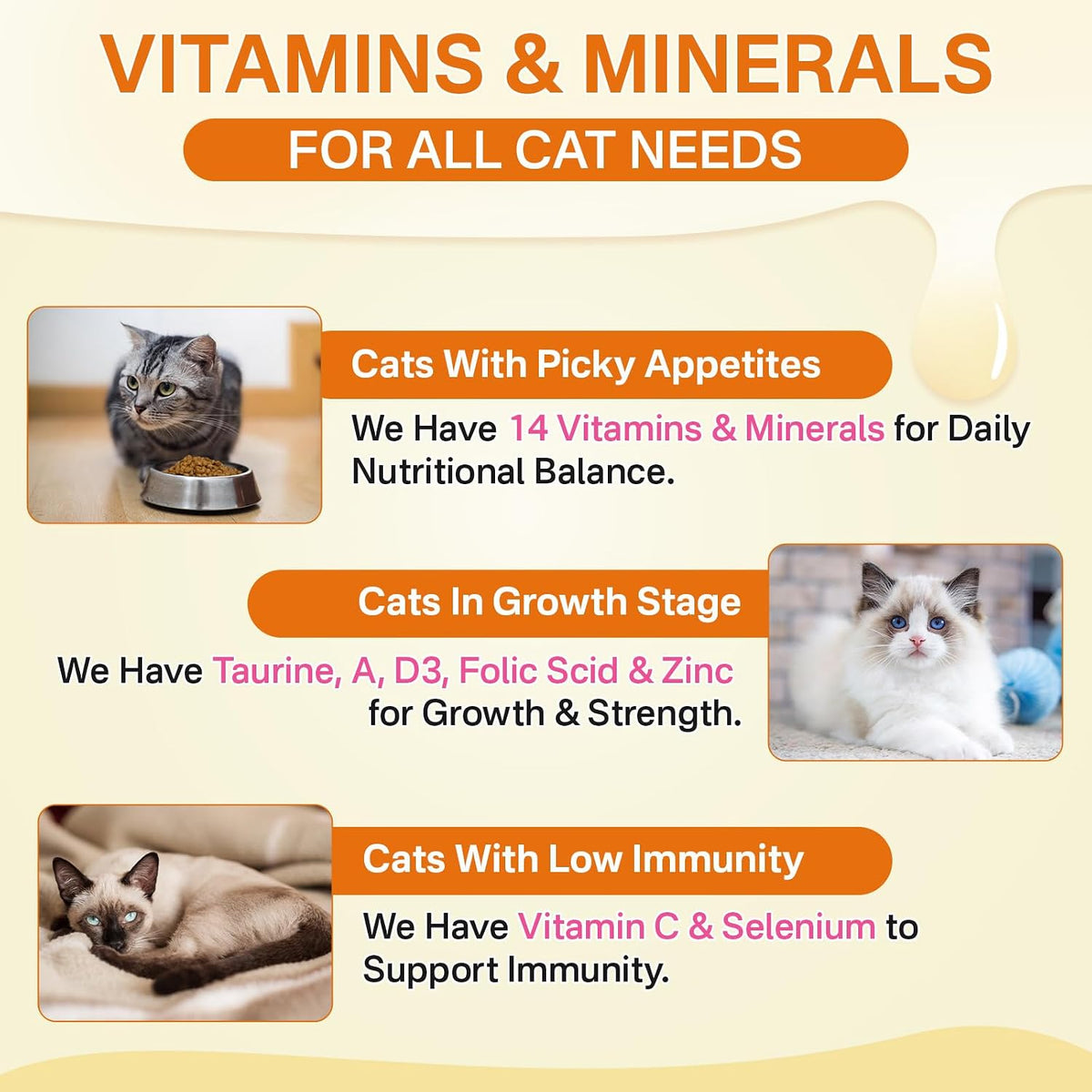 Cudory taurine supplement for cat heart health and vision support