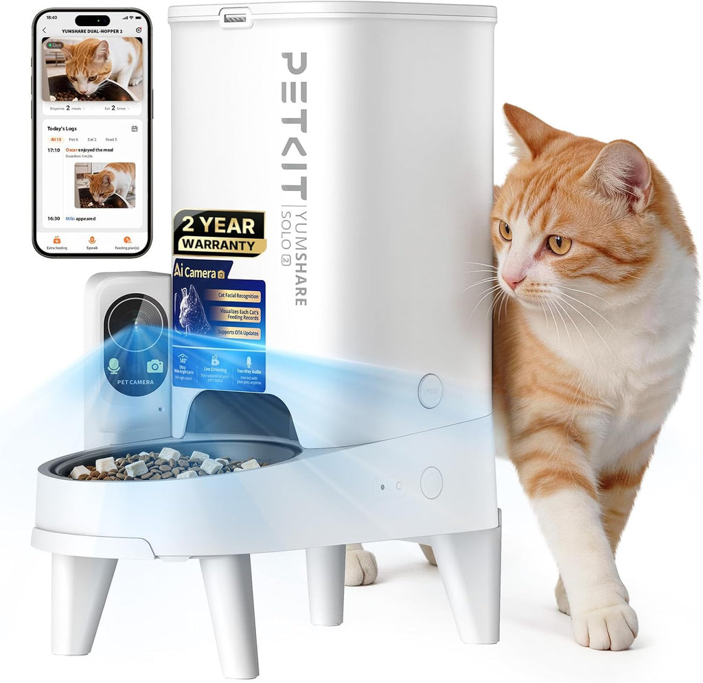 PETKIT Automatic Cat Feeder with Camera, Upgraded Multi-Cat Recognition, Night Vision,2.4G&5G WiFi Dog Feeder with Freshness Lock,5L Timed Dual Hopper Food Dispenser with Low Food Sensor - Image 10