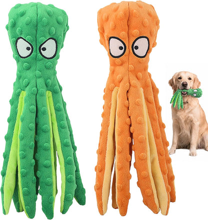 HGB Squeaky Dog Toys - 2 Pack No Stuffing Octopus Crinkle Plush Chew Toys for Puppies Small Medium Large Dogs, Interactive Tug Toys to Keep Dogs Busy - Image 10