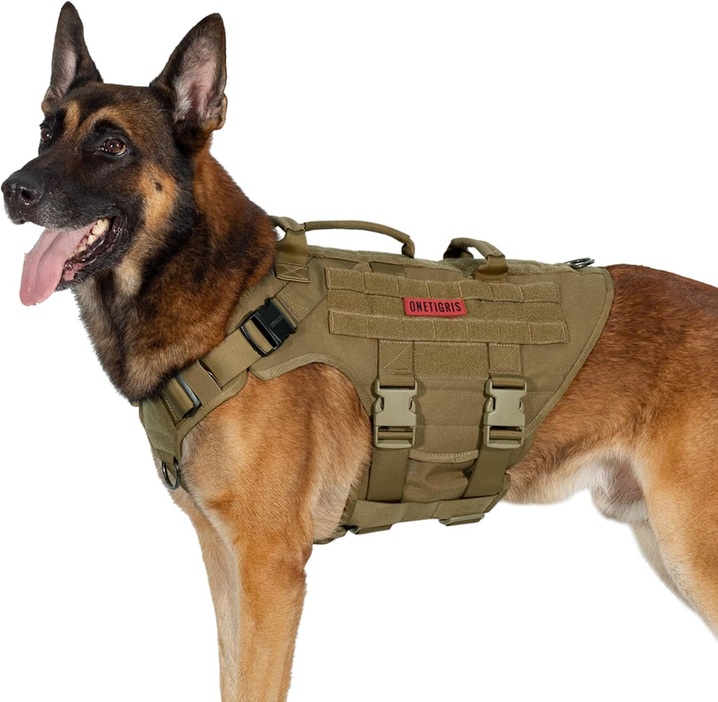 OneTigris Large Tactical Dog Harness, No Pulling Adjustable Dog Vest Harness, Heavy Duty Dog Harness with Handle, Large Hook and Loop Panels for Patch Black - Image 10