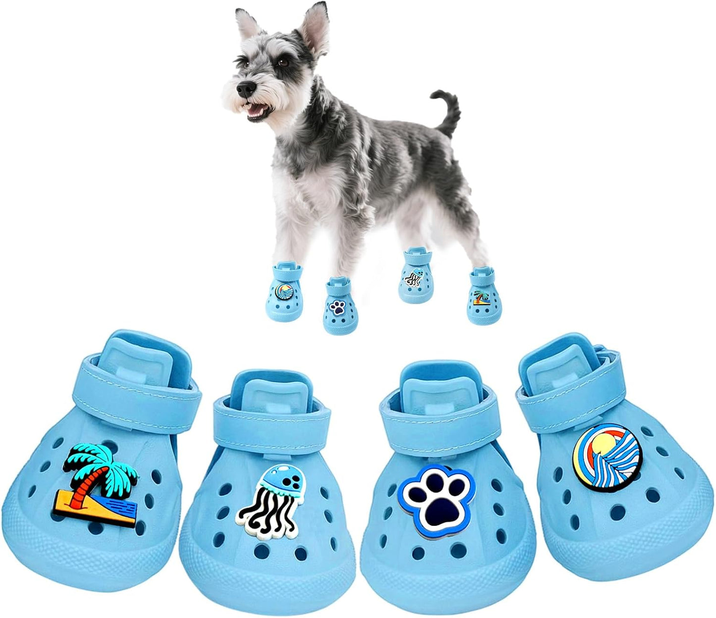 Dog Shoes,Non-Slip Waterproof Sandals for Hot Pavement, Breathable Perforated Boots,Adjustable Straps Dog Rain Booties for Summer Beach and Rainy Day(Beige,#2) - Image 11