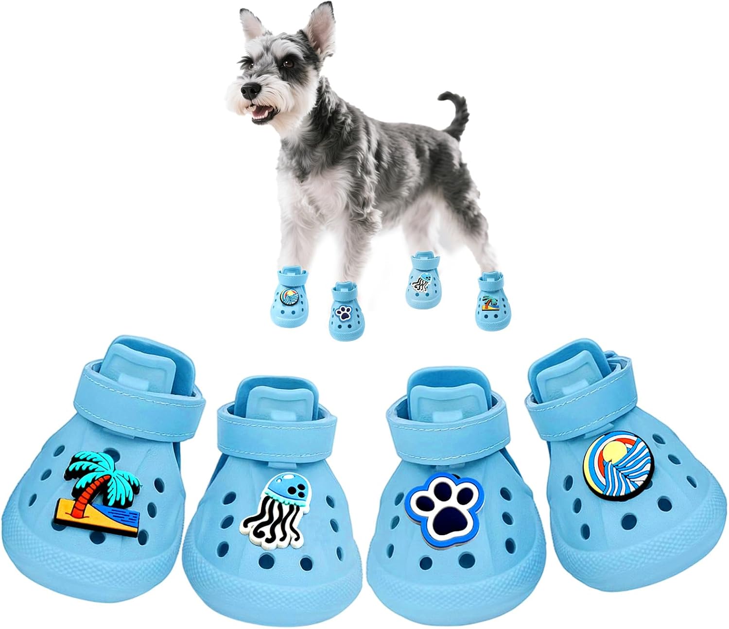 Dog Shoes,Non-Slip Waterproof Sandals for Hot Pavement, Breathable Perforated Boots,Adjustable Straps Dog Rain Booties for Summer Beach and Rainy Day(Beige,#2) - Image 11