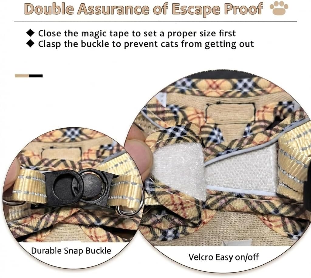 Step in cat harness with quick release buckle closure