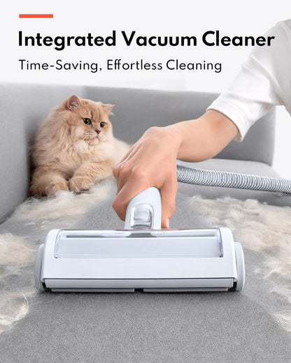 HomeRunPet twelve thousand Pascal powerful suction demo capturing loose cat fur directly into the container