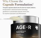 Medicube glutathione cream texture showing suspended glow capsules
