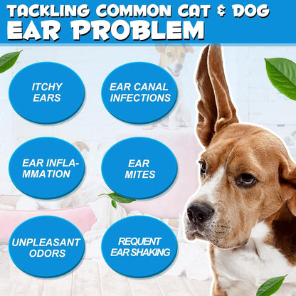 Pet owner applying Alivo ear drops to a dog