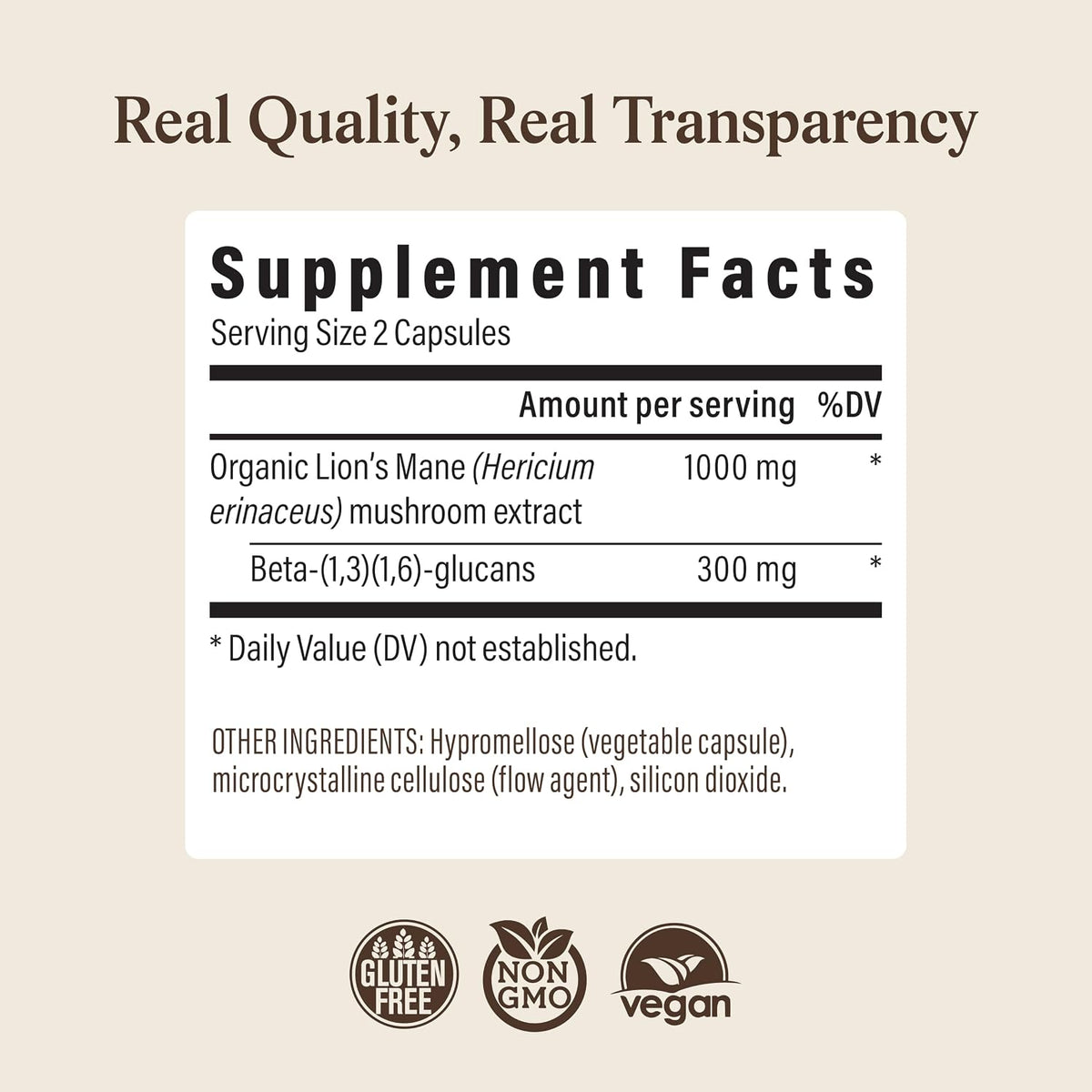 Real Mushrooms Lion's Mane Capsules, Brain, Focus and Cognition, 120ct - Image 9