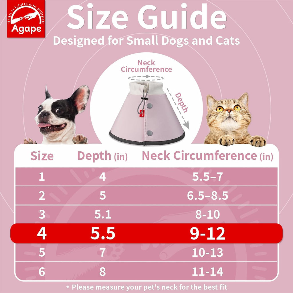 Agape recovery collar pink cloth alternative for cats side view