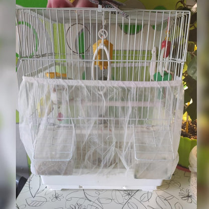 White breathable mesh net skirt preventing pet bird seeds from scattering