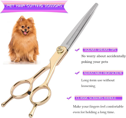 Fcysy pet grooming kit curved and straight shears detail