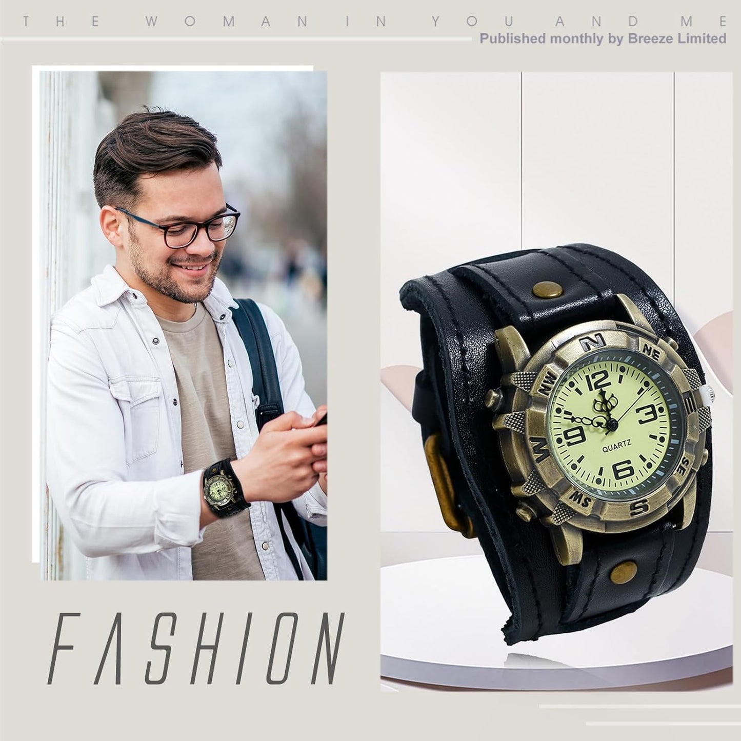 Avaner vintage leather watches on a wrist emphasizing the bold retro fashion fit