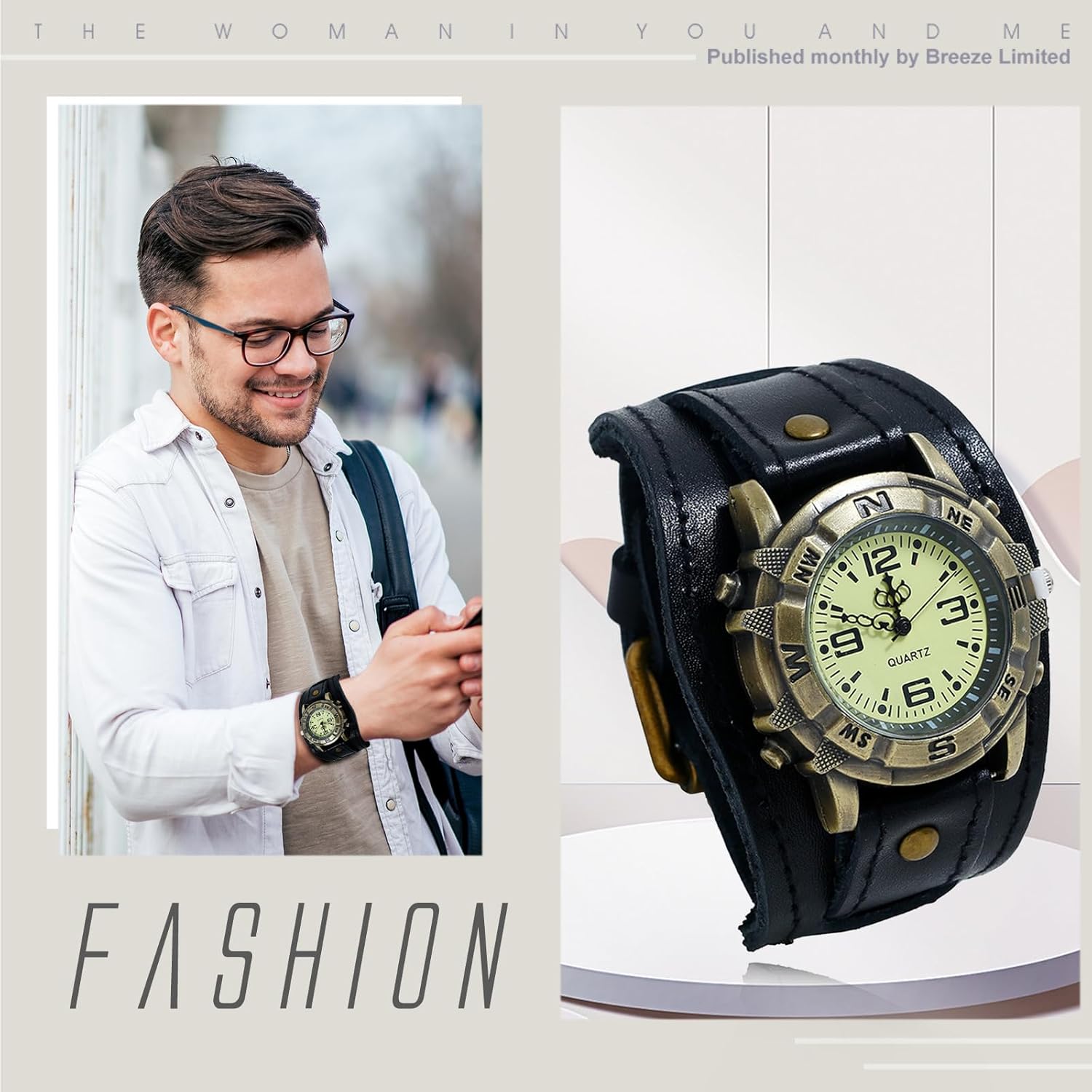 Avaner vintage leather watches on a wrist emphasizing the bold retro fashion fit