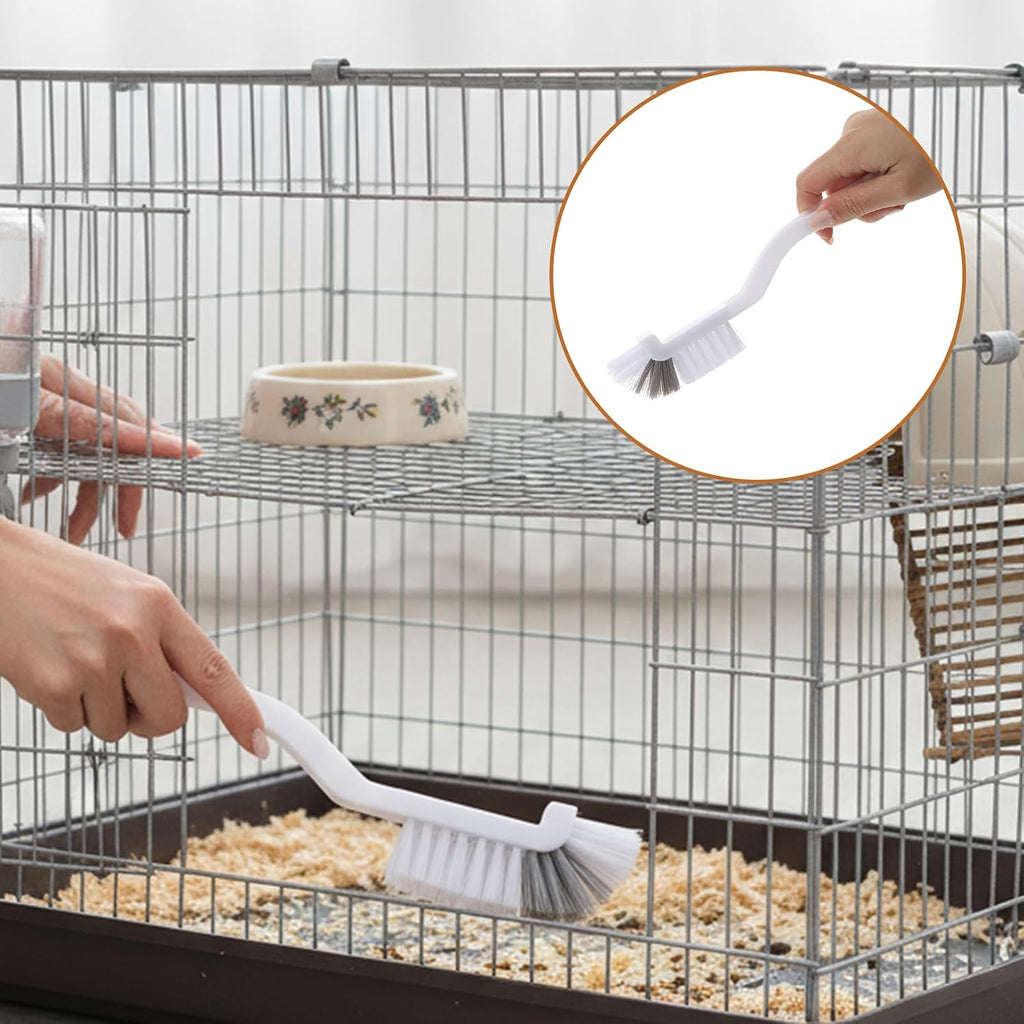 Multi functional four piece bird cage hygiene accessory kit hanging by handle holes for storage