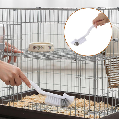 Multi functional four piece bird cage hygiene accessory kit hanging by handle holes for storage
