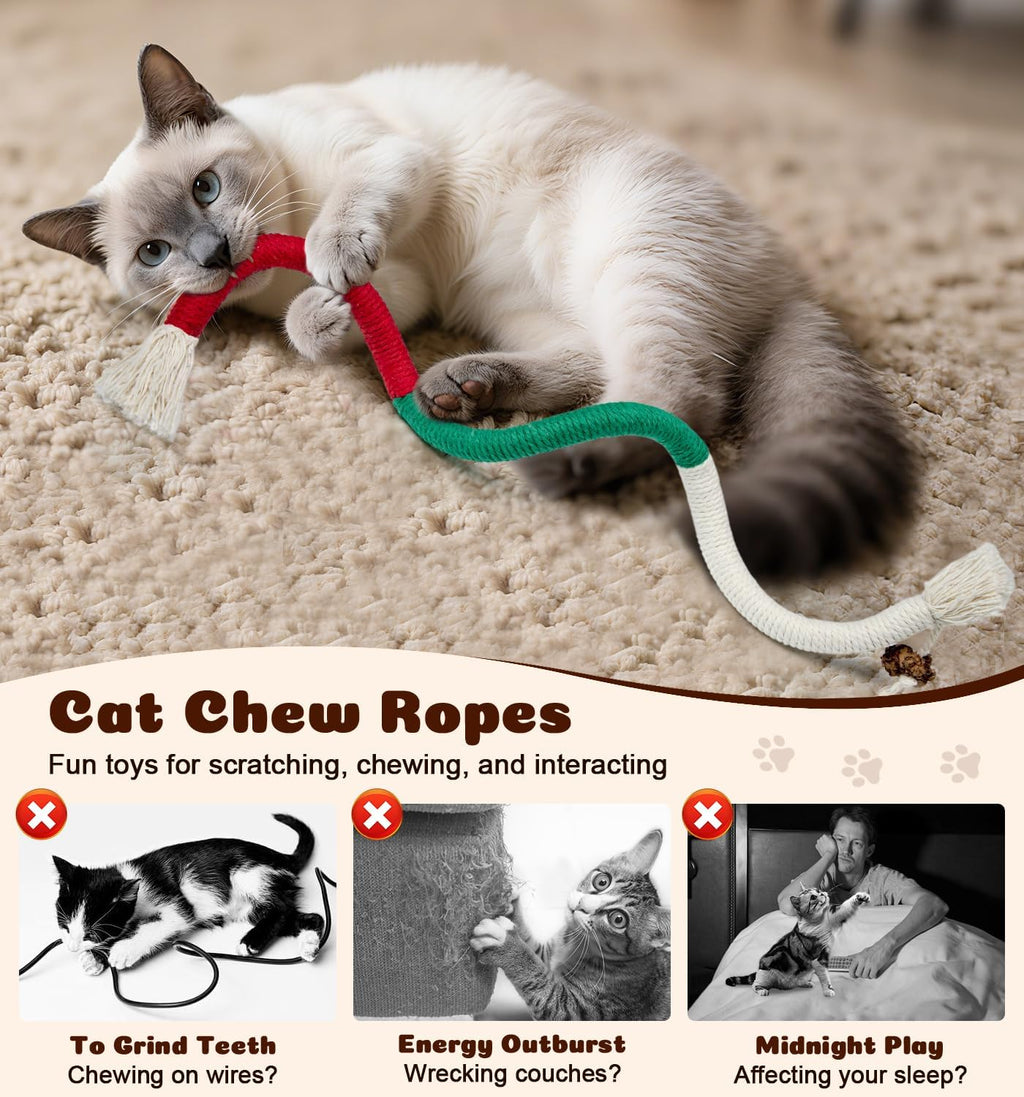 Dgerp interactive cotton rope cat toy with catnip pouch