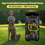 Smartphone app interface displaying custom polygon virtual boundary mapping for pet tracking.