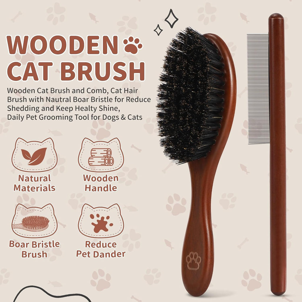 Valentise boar bristle brush for pet grooming