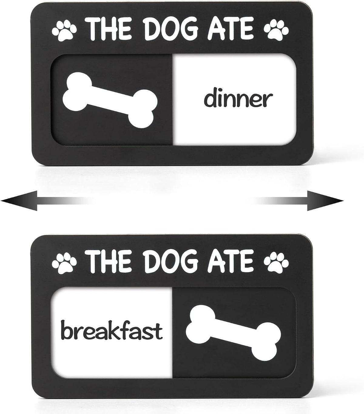Dog Feeding Reminder Sign with Magnet, Pet Feeding Tracker with The Dog Ate, Acrylic Dog Paw 2 Area Feed Sign with Breakfast and Dinner for Fridge, Brushed Silver with 2 Stickers, 4.7" x 2.7" - Image 9