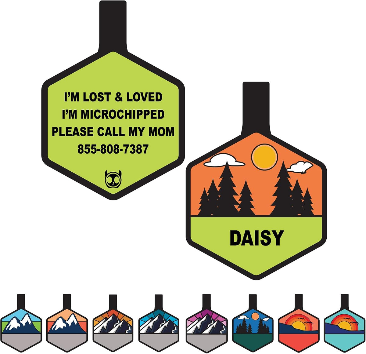 Silent Dog Tag Personalized with 5 Lines of Custom Deep Engraved Durable Soundless Silicone Pet ID Name Tag Hexagon Forest Night - Image 12