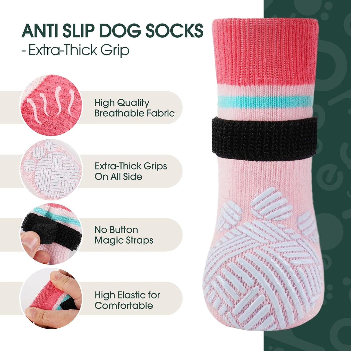 Close up of silicone paw pattern on dog socks