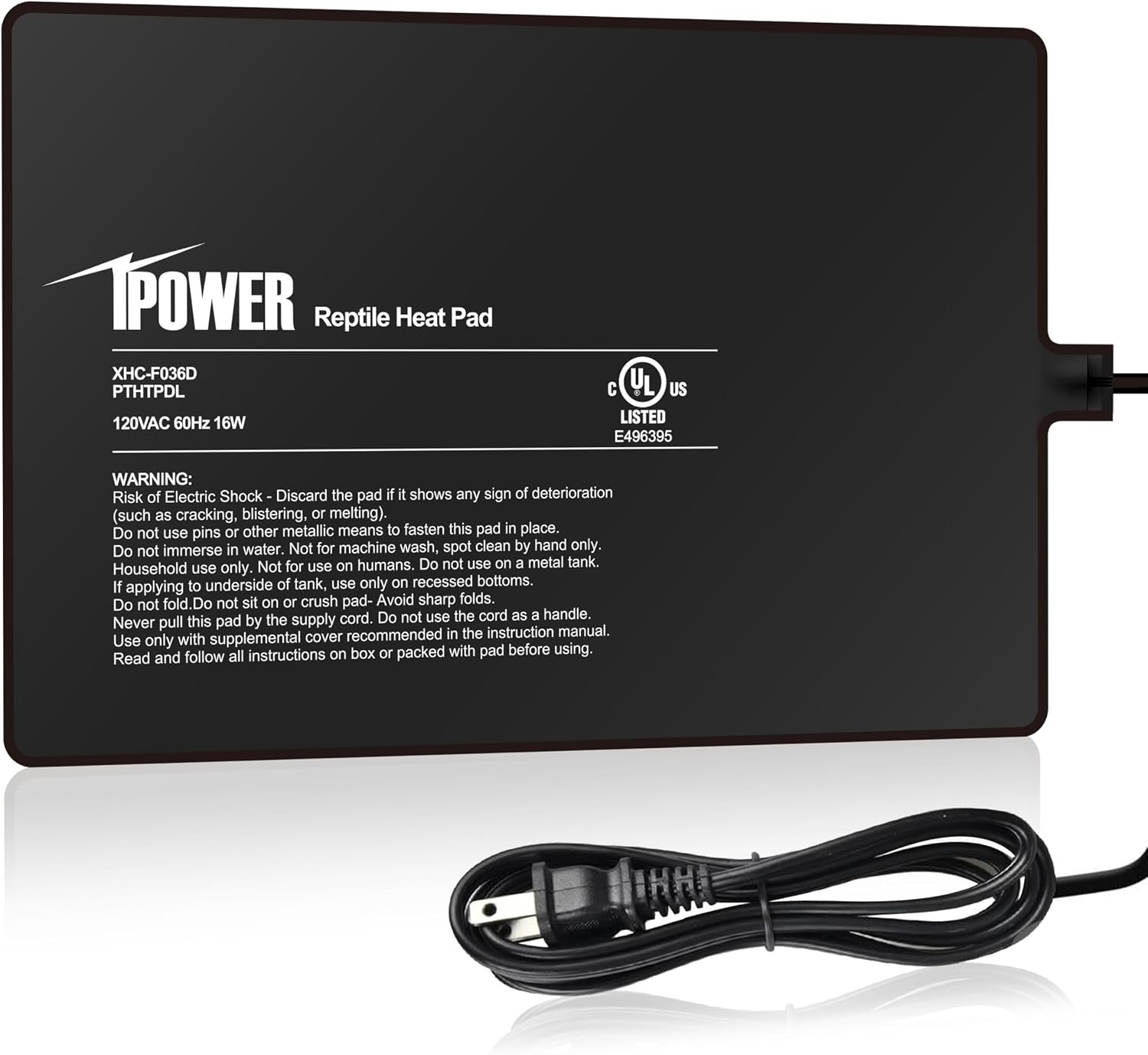 IPower 8x12 inch reptile heat pad front view
