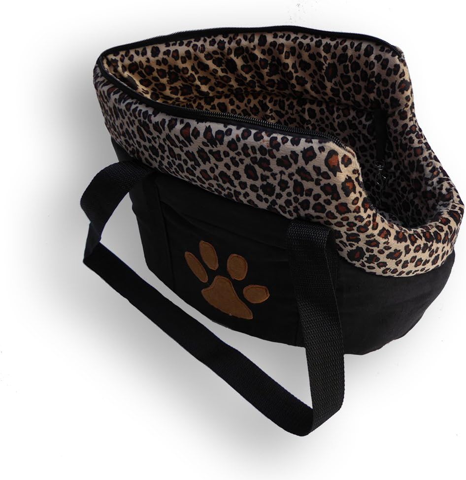 HDP Paw Style Small Pet Carrier in black front view.