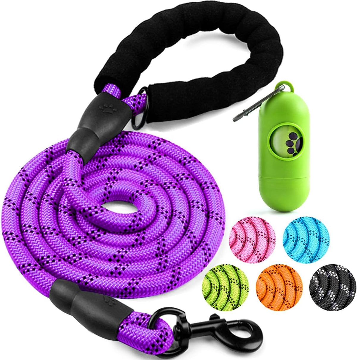 COOYOO 2 Pack Dog Leash 5 FT Heavy Duty - Comfortable Padded Handle - Reflective Dog Leash for Medium Large Dogs with Collapsible Pet Bowl - Image 11
