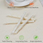Close up of Mon2sun thin rawhide dental sticks for puppies