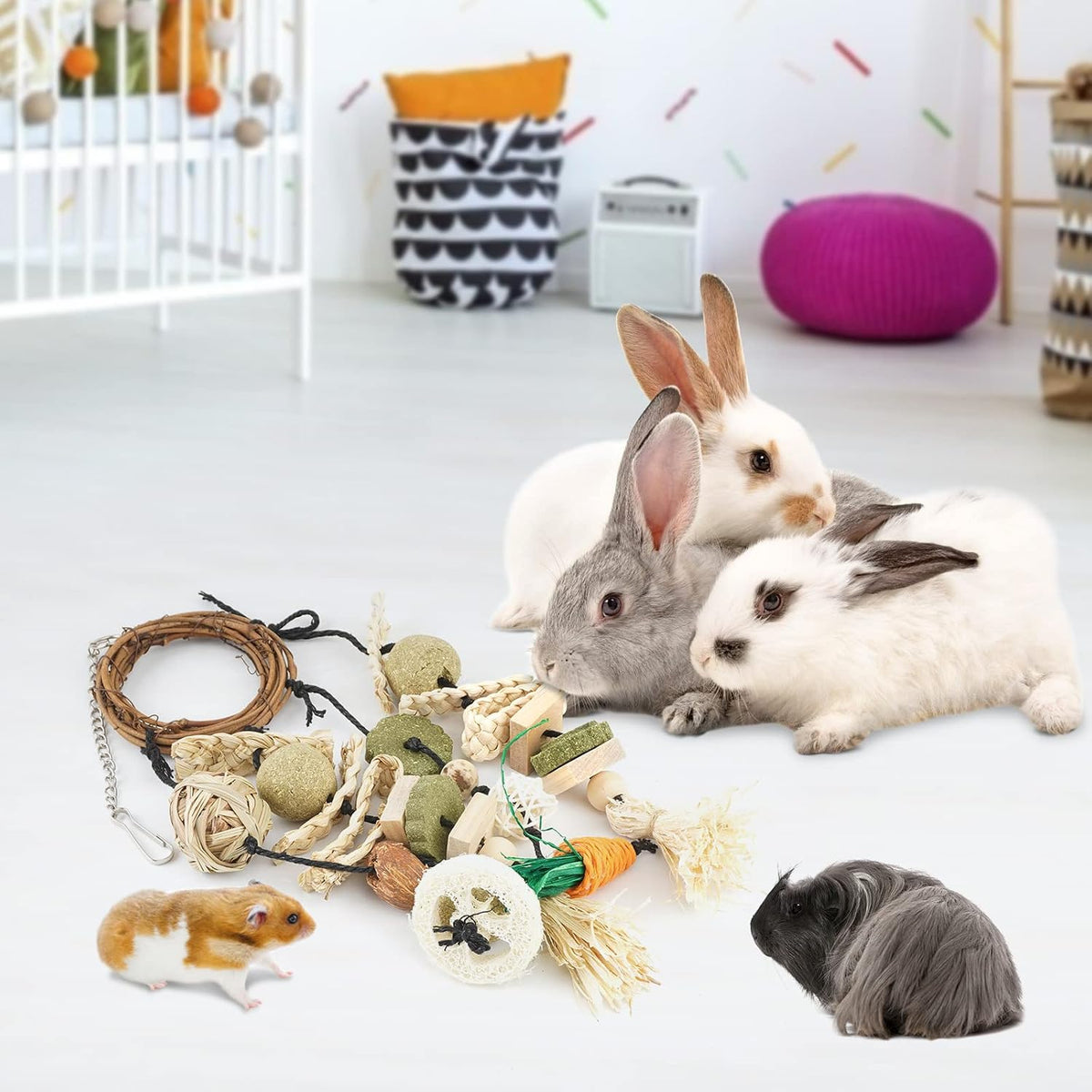 Safe natural chew toy for guinea pigs and hamsters