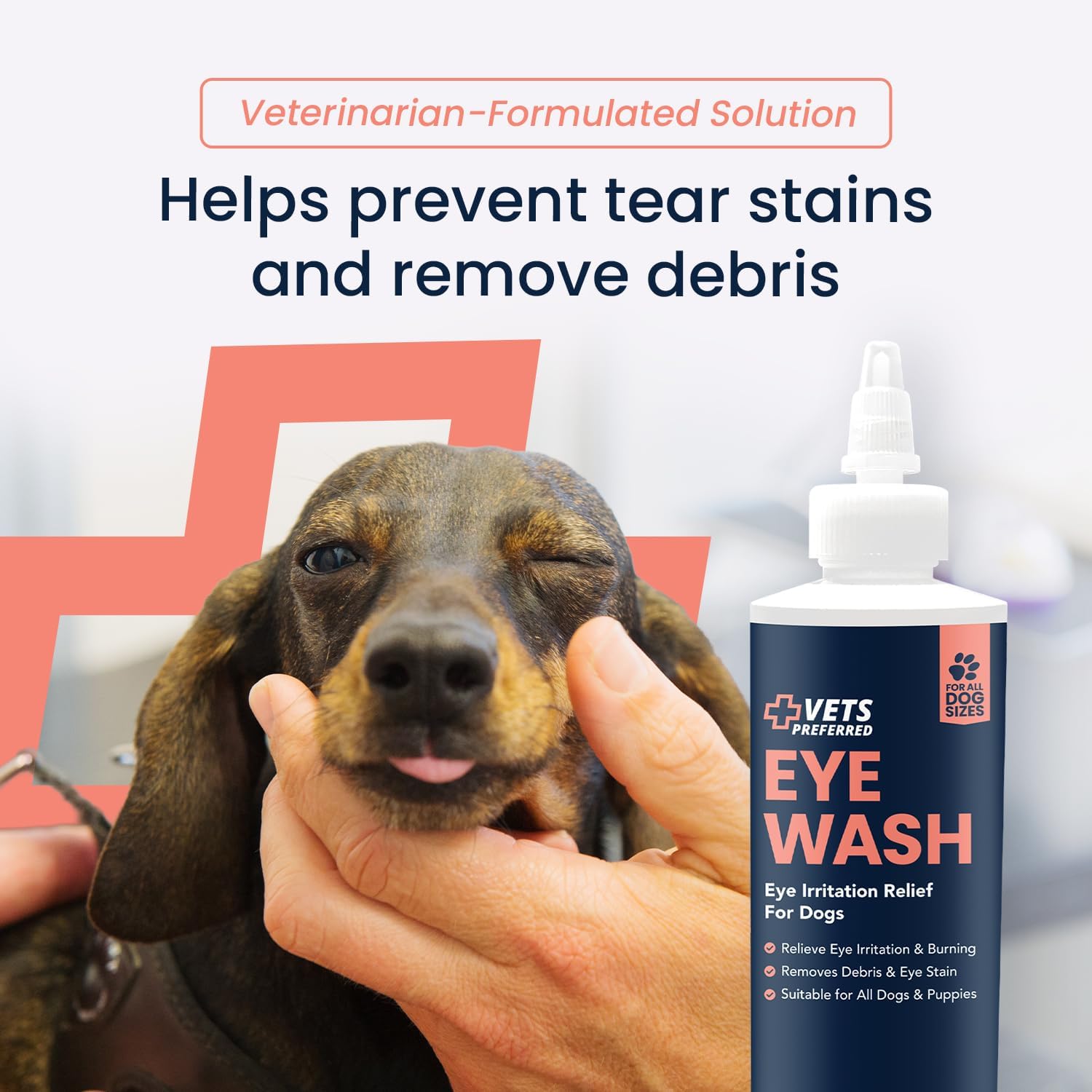 Vets Preferred pet eye cleaner for clearing crust and discharge