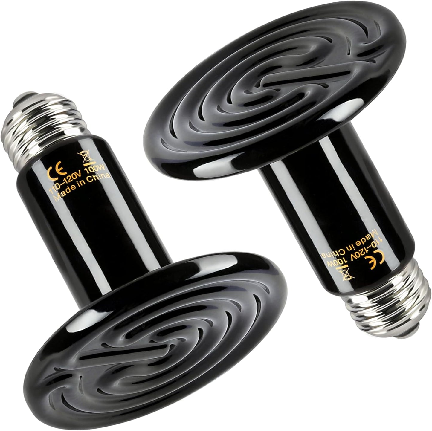 Moisture resistant ceramic heat emitter bulb for tropical reptile habitats.