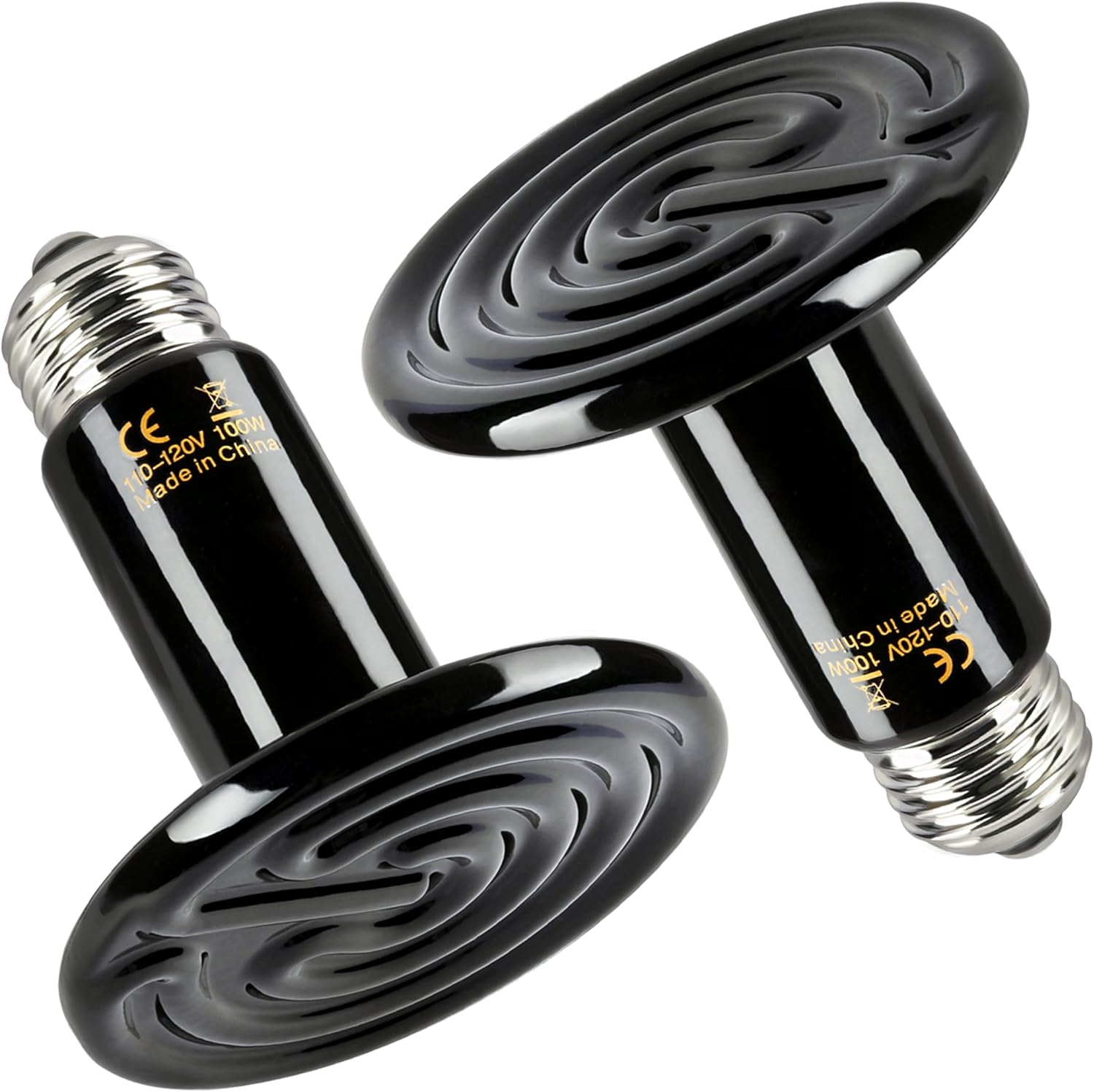 Moisture resistant ceramic heat emitter bulb for tropical reptile habitats.