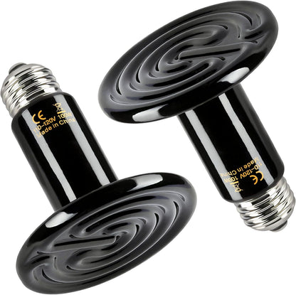 Moisture resistant ceramic heat emitter bulb for tropical reptile habitats.