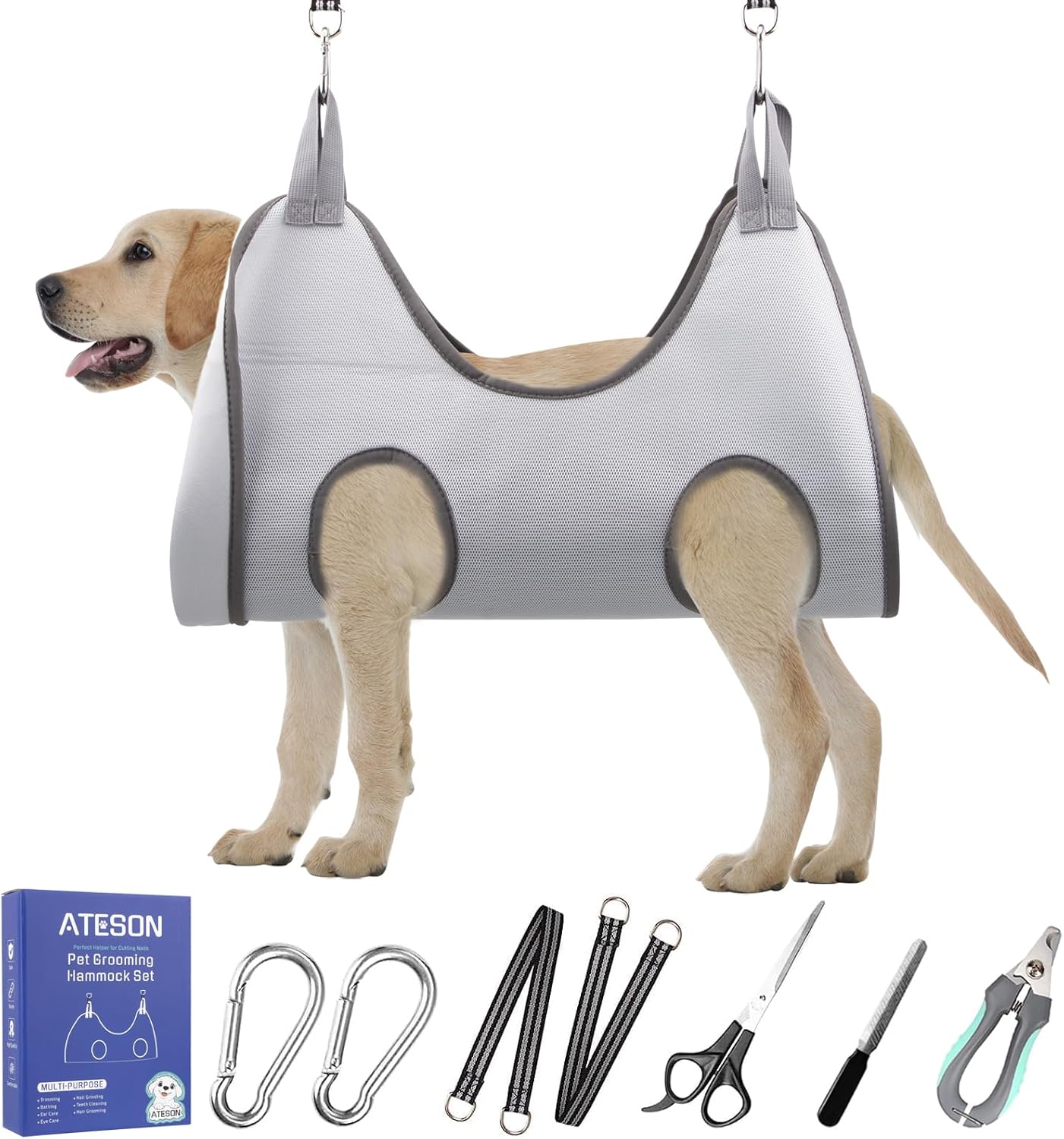 ATESON Pet Grooming Hammock with Nail Clippers/Nail Trimmers/Grooming Scissors, Dog Grooming Harness for Nail Trimming, Pet Grooming Sling Helper - Image 14