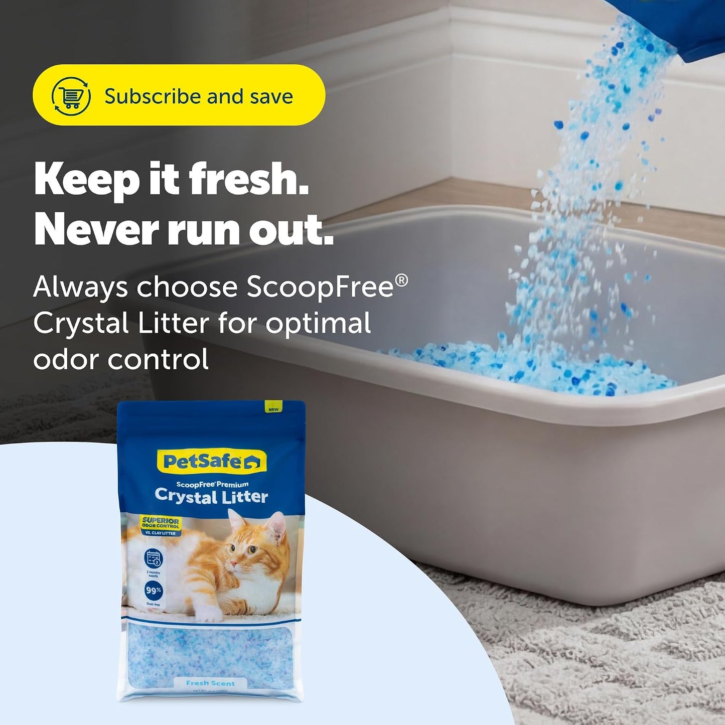 PetSafe ScoopFree Odor Control Crystal Cat Litter, Fresh Scent, 8 Lb Bag - Image 9