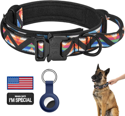 DAGANXI Tactical Dog Collar, Adjustable Military Training Nylon Dog Collar with Control Handle and Heavy Metal Buckle for Medium and Large Dogs, with Patches and Airtags Case (L, Black) - Image 13