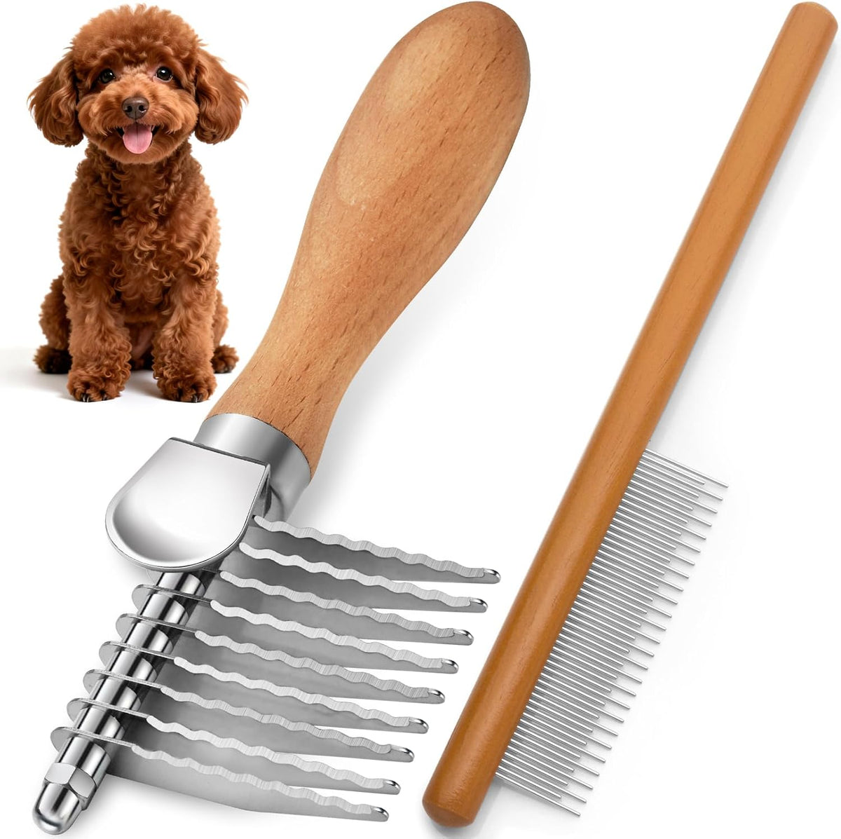 Kaifong pet dematting comb front view professional dog grooming brush